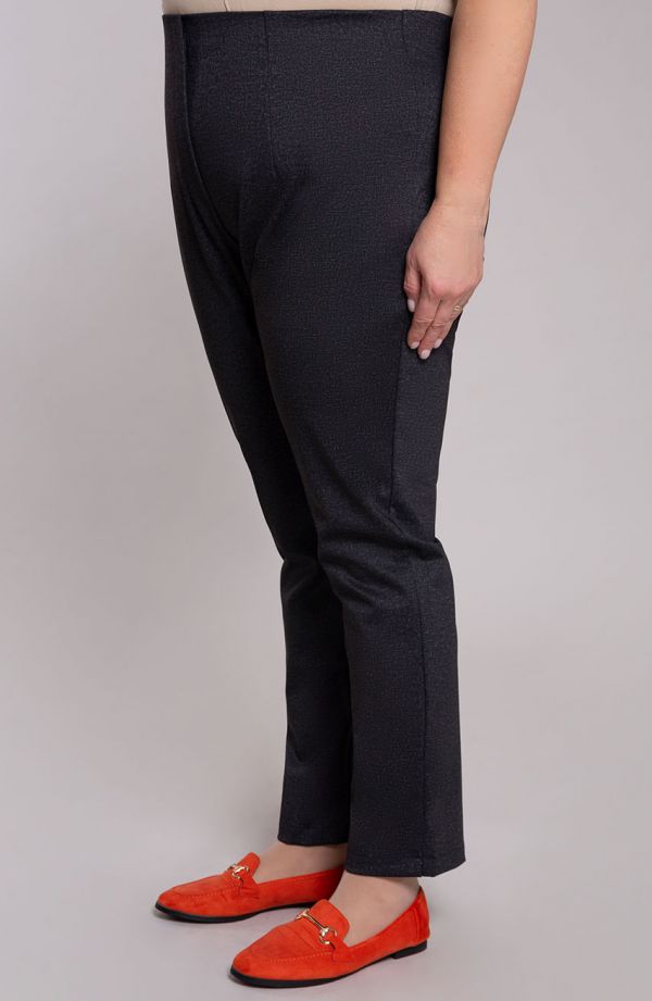 Eleganckie szare gładkie spodnie plus size dla puszystych na gumce