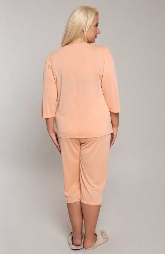 Csipkés szegélyű, barackrózsaszín pizsama - Mewa