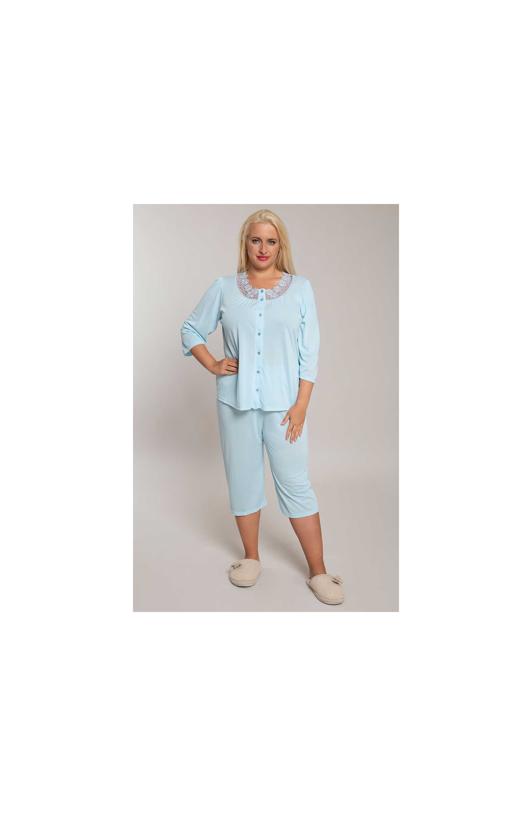 Csipkés szegélyű, kék pizsama - Mewa