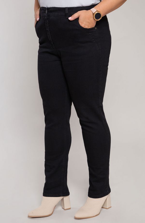 Fekete pamut nadrág középmagasított nadrág