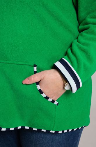 Benetton-zöld, csíkos mintás polár kardigán