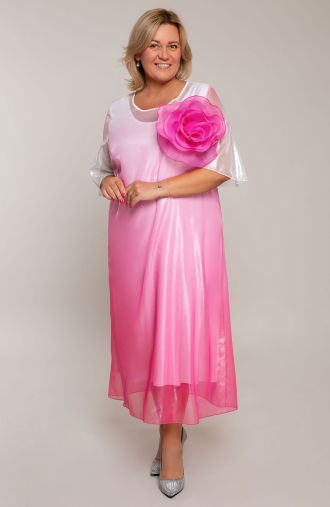 Rózsaszín ombre virágos ruha