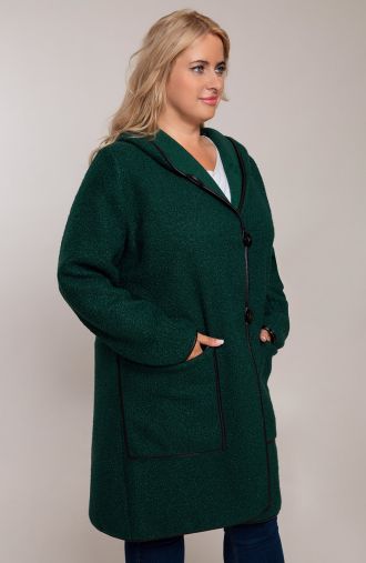 Egyszerű zöld bouclé kabát