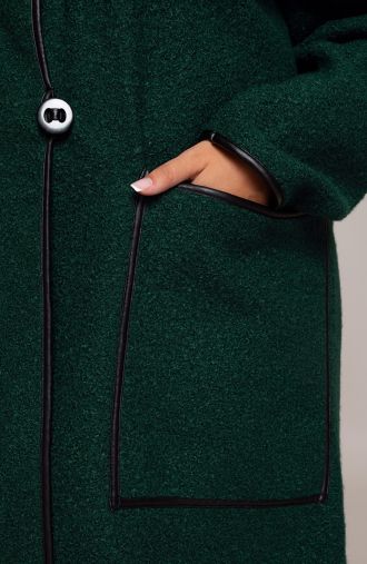 Egyszerű zöld bouclé kabát