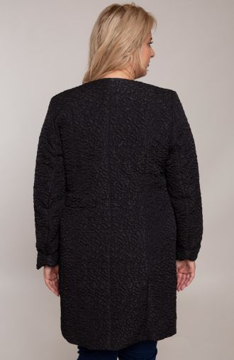 Fekete könnyű steppelt kabát mintás absztrakt