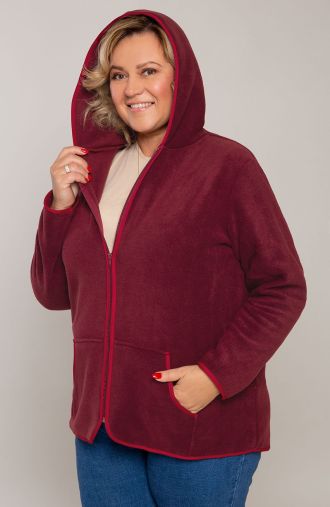 Egyszerű sötétvörös fleece pulóver