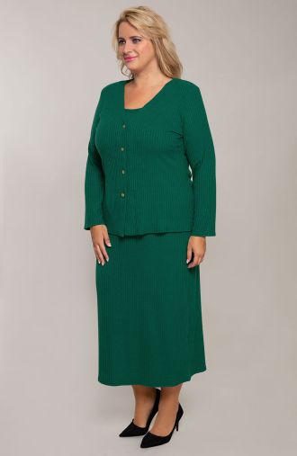 Zöld bordás pulóver ruha