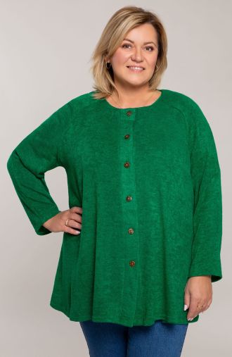 Meleg zöld gombos pulóver