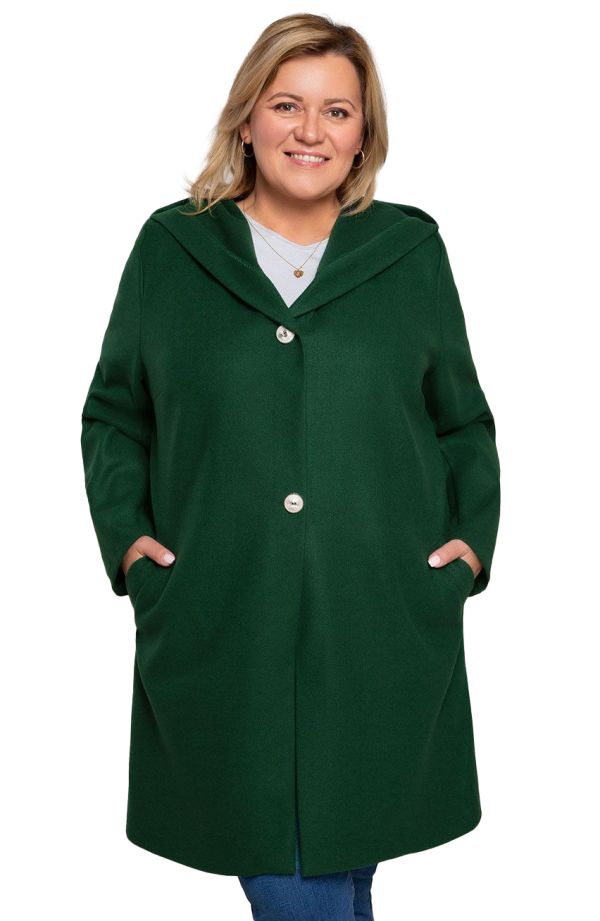 Klasszikus, gombos zöld kabát
