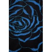Hosszú csillógó kék rózsás ruha