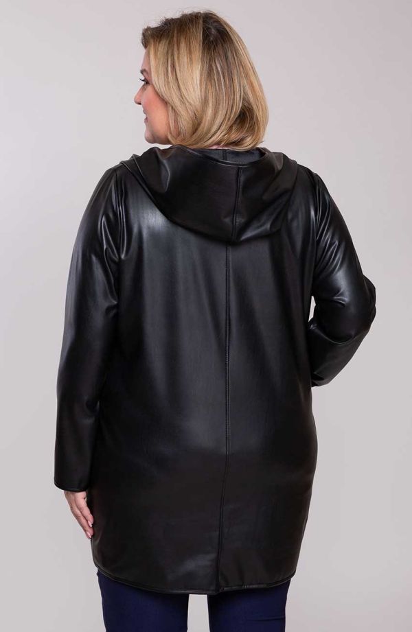 Fekete elegáns kapucnis kabát