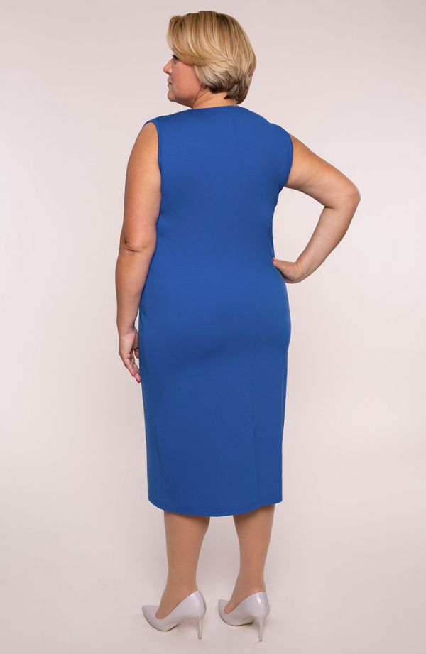 Gładka prosta sukienka w modrym kolorze