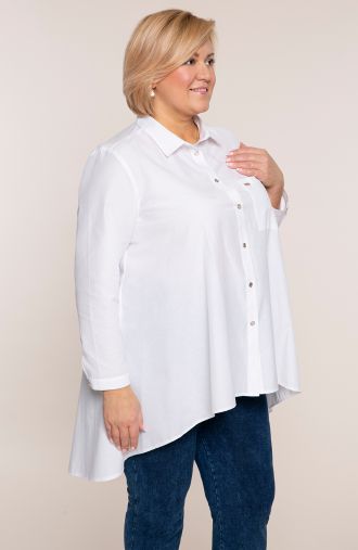 Fehér, hosszabbított hátú ing