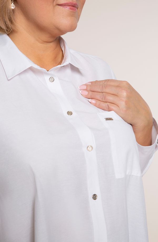 Fehér, hosszabbított hátú ing