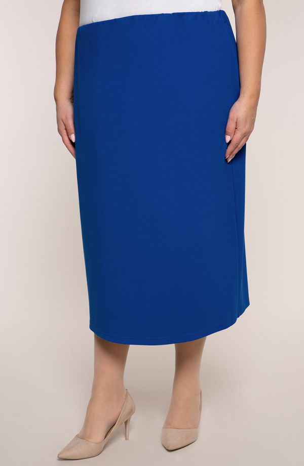 Dłuższa elegancka spódnica w chabrowym kolorze