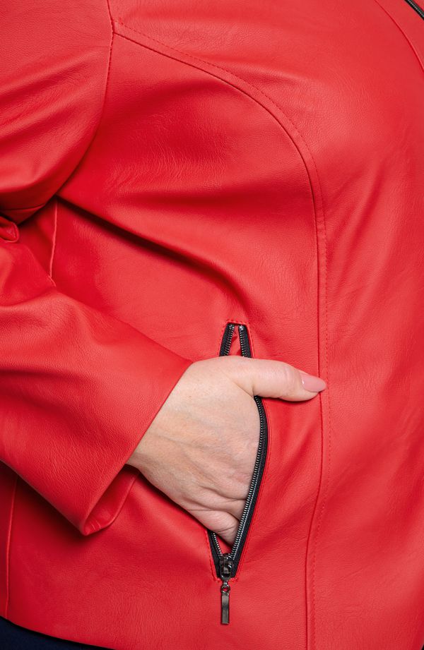 Piros öko-bőr kabát