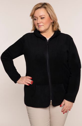 Egyszerű fekete fleece pulóver