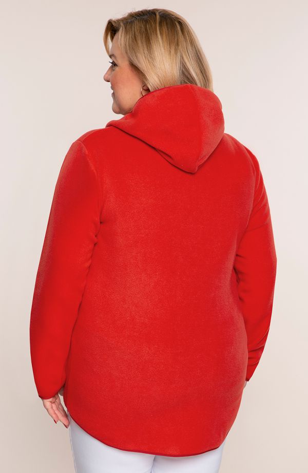 Egyszerű piros fleece pulóver