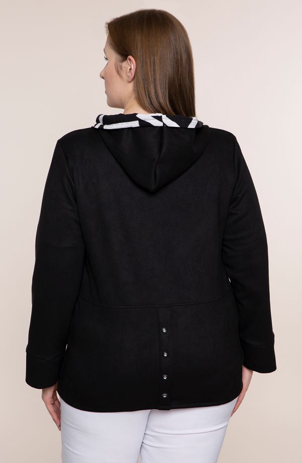 Fekete velúr kapucnis kabát
