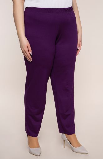 Klasyczne spodnie damskie plus size w fioletowym kolorze