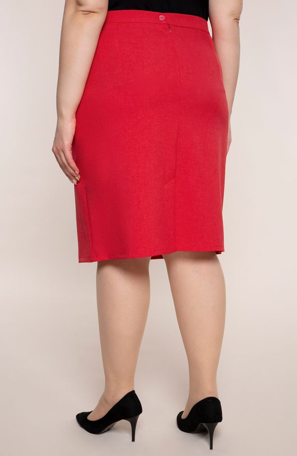 Czerwona klasyczna spódnica z lnu