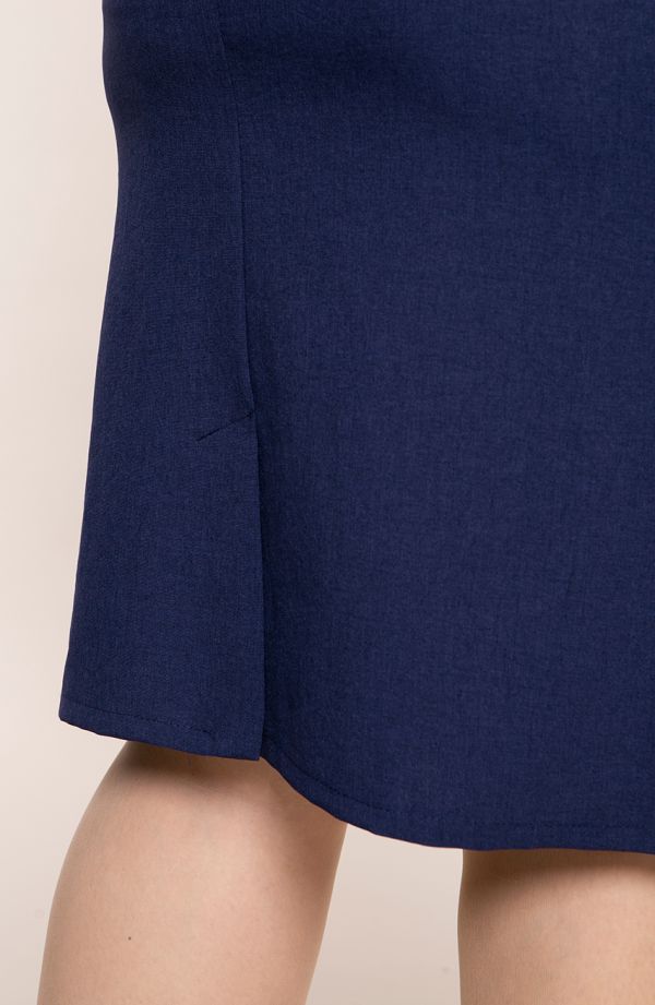 Granatowa klasyczna spódnica z lnu