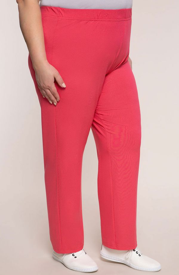 Lekkie spodnie damskie plus size w różowym kolorze