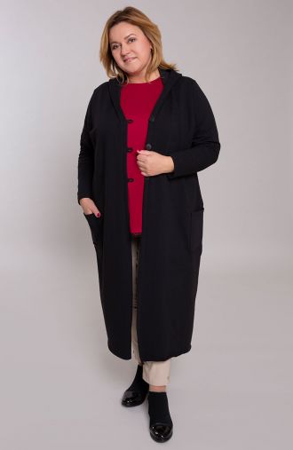 Fekete hosszú meleg pulóver gombokkal